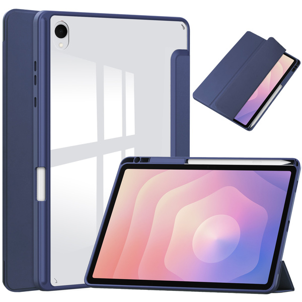 Etui Clear Pencil do Samsung Galaxy Tab S11 11 SM SMX736 z klapką, granatowe - ochronne