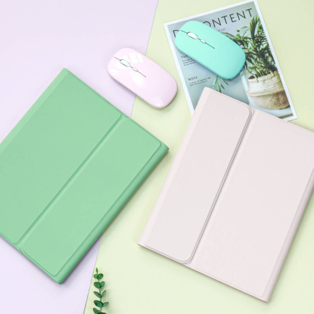 Etui z klawiaturą, myszką do iPad 7 / iPad 8 / 9 10.2 2019 / iPad 20, różowe - ochronne z podstawką