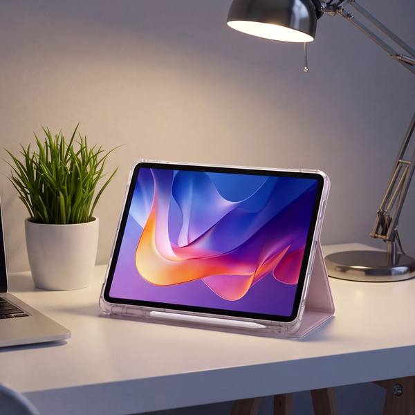 Etui do Xiaomi Redmi Pad 2 11 2025 - przezroczyste z miejscem na rysik i podstawką, różowe