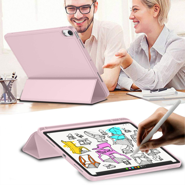 Etui Smart Pencil do iPad Air 11 M3 2025 Gen. 7 / M2 2024 Gen. 6, różowe - ochronne z podstawką