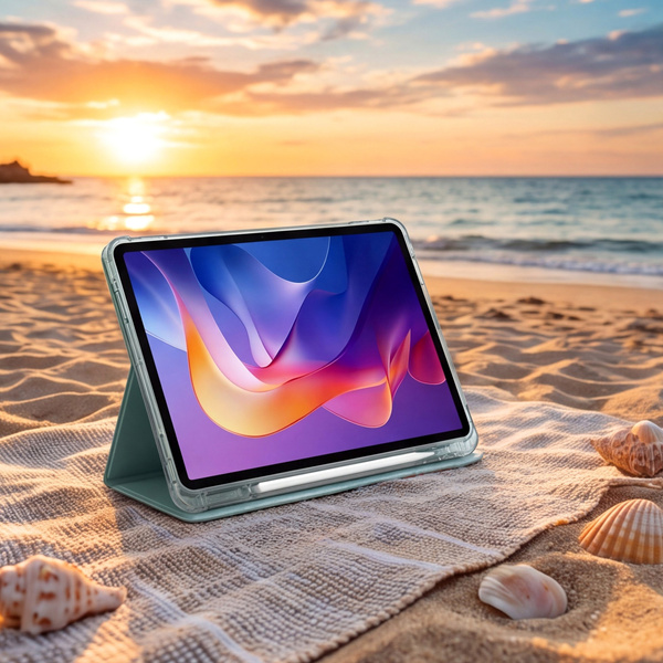 Etui do Xiaomi Redmi Pad 2 11 2025 - przezroczyste z miejscem na rysik i podstawką, zielone