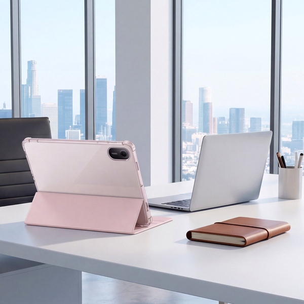 Etui do Xiaomi Redmi Pad 2 11 2025 - przezroczyste z miejscem na rysik i podstawką, różowe