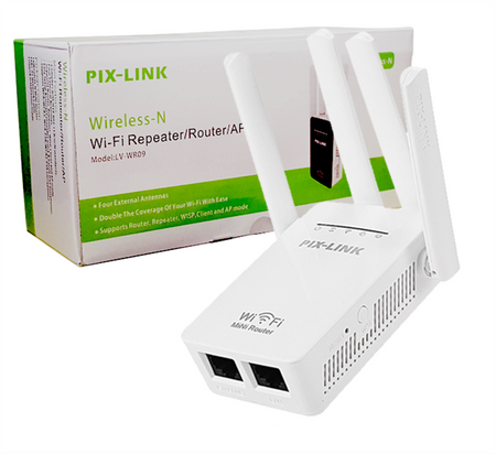 Wi-Fi repeater router PIX-LINK White 300Mbps z czterema antenami do domu lub biura