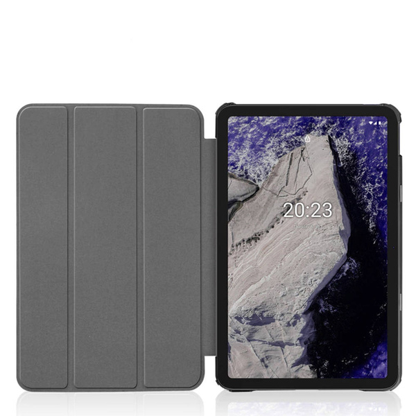 Etui Smart Case do Nokia T20, czarne - ochronne z podstawką, dostęp do portów i przycisków