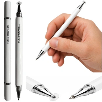 Precyzyjny rysik 2w1 z długopisem stylus pen do tabletu telefonu, biały