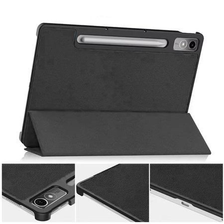 Etui Smart Case do Lenovo Tab P12 12 / Tab P12 TB370, czarne - ochronne z podstawką, dostęp do portów i przycisków