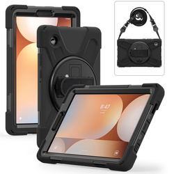 Etui pancerne do Galaxy Tab A11 X135 X133 A9 SM-X110/ SM-X115 z uchwytem - czarne