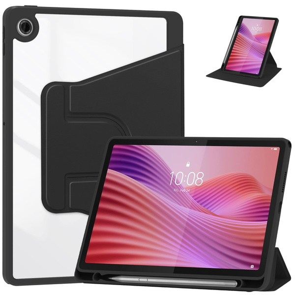 Etui 360 Crystal do Lenovo Tab 10.1 2025, czarne - ochronne z podstawką, dostęp do portów i przycisków