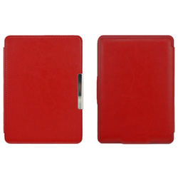 Etui Smart Skóra do Kindle Paperwhite 1 2 3, czerwone - ochronne z podstawką, dostęp do portów i przycisków