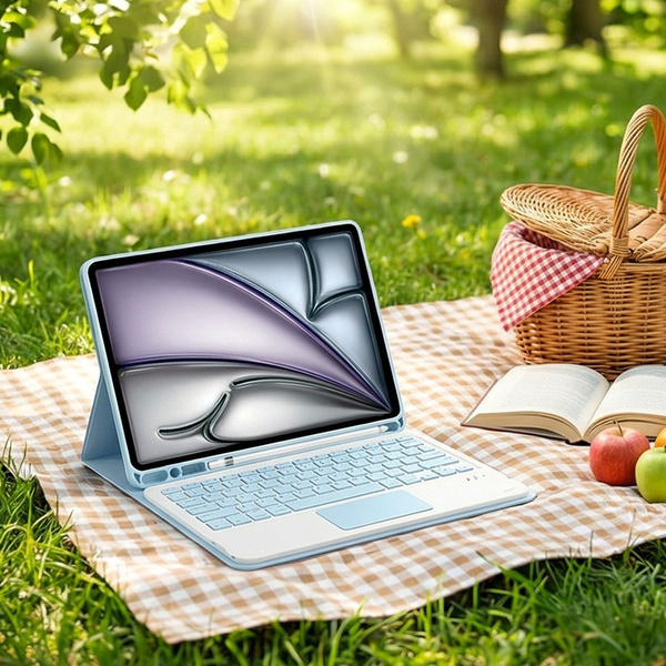 Etui z klawiaturą do iPad Air 11 M3 2025 / Air 11 M2 2024 Gen 7, niebieskie - ochronne z podstawką