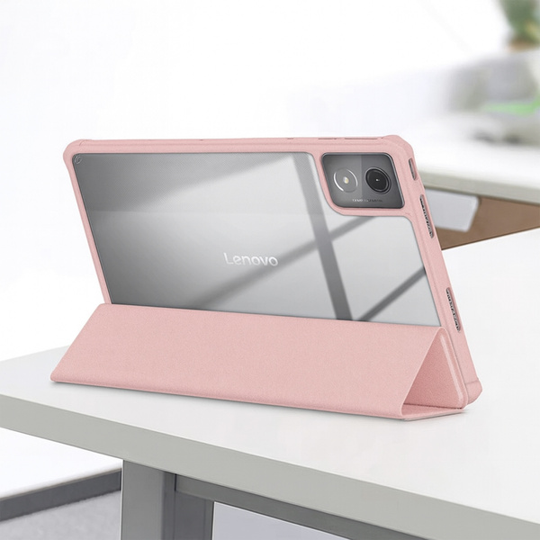 Etui z klapką Clear do Lenovo Tab K11 Plus 11.45 / Lenovo K11 Plus, różowe - ochronne z podstawką