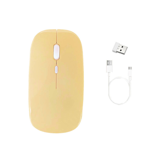 Myszka Bezprzewodowa mysz komputerowa Bluetooth 2.4G Sensor Optyczny, żółta