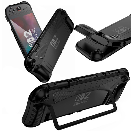 Etui do Nintendo Switch 2 2025 Lekkie do grania poprawia chwyt, czarne - ochronne z podstawką