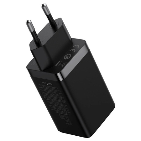 Szybka ładowarka sieciowa GaN 2xUSB C 1xUSB 65W Baseus GaN5 Pro + kabel USB C USB C 100W, czarny