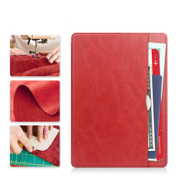 Etui skórzane z kieszeniami do Lenovo Tab M11 10.95, czerwone - ochronne z podstawką, dostęp do portów i przycisków