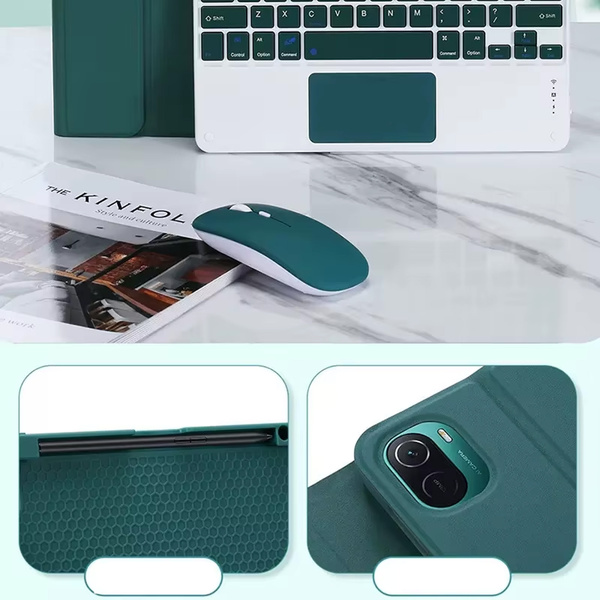 Etui z klawiaturą do Xiaomi Pad 7 / Pad 7 Pro 11.2 na rysik / Xiaomi Pad 7 Pro, zielone - ochronne z podstawką