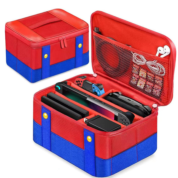 Etui Torba podróżna do Nintendo Switch 2 2025 z przegrodami wodoodporna, mario - ochronne z podstawką