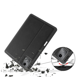 Etui skórzane z kieszeniami karty do Lenovo Tab M11 / M11 10.95, czarne - ochronne z podstawką