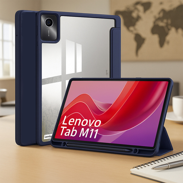 Etui Crystal case do Lenovo Tab M11 10.95 11 / 11 TB330, granatowe - ochronne z podstawką