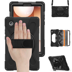 Etui pancerne do Galaxy Tab A11 X135 X133 A9 SM-X110/ SM-X115 ze szkłem - czarne