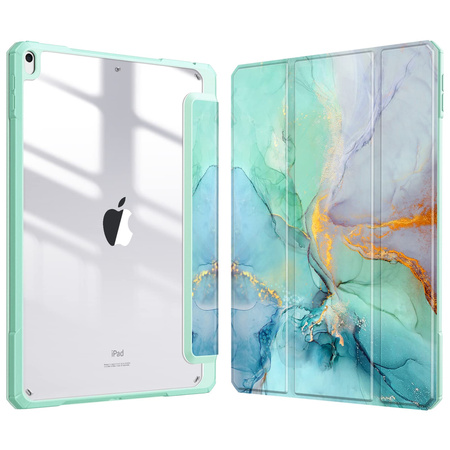 Etui Graficzne do Apple iPad 10.9 2022 Gen 10 / 11 2025 A16 Gen 11 z klapką, zielone - ochronne z podstawką