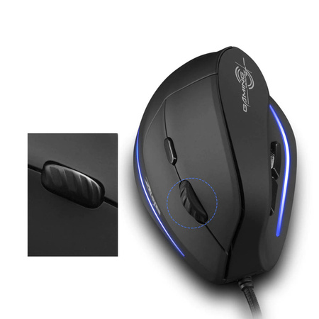 PIONOWA myszka ergonomiczna wertykalna podświetlana LED USB ZELOTES T20