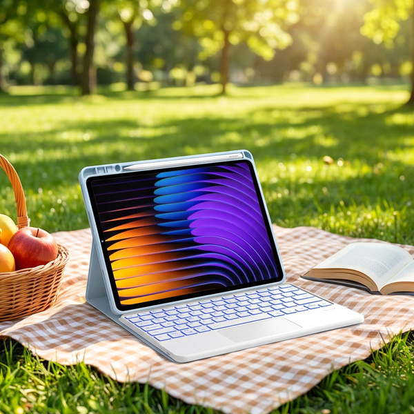 Etui z klawiaturą do Xiaomi Pad 7 / Pad 7 Pro 11.2 na rysik / Xiaomi Pad 7 Pro, niebieskie - ochronne z podstawką