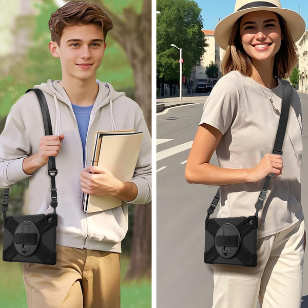 Etui do Samsung Galaxy Tab S10 FE Plus / S10 FE+ 13.1 Pancerne z szybką, uchwytem i paskiem