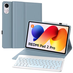 Etui z klawiaturą Bluetooth do Redmi Pad 2 Pro 2025, niebieskie - ochronne z podstawką