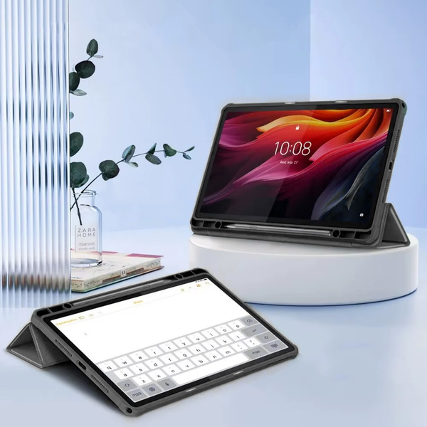 Etui Clear Pencil do Lenovo K11 Plus, czarne - ochronne z podstawką, dostęp do portów i przycisków