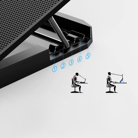 Podkładka chłodząca do Laptopa LED 15-18" regulacja chłodzenia cicha, czarna