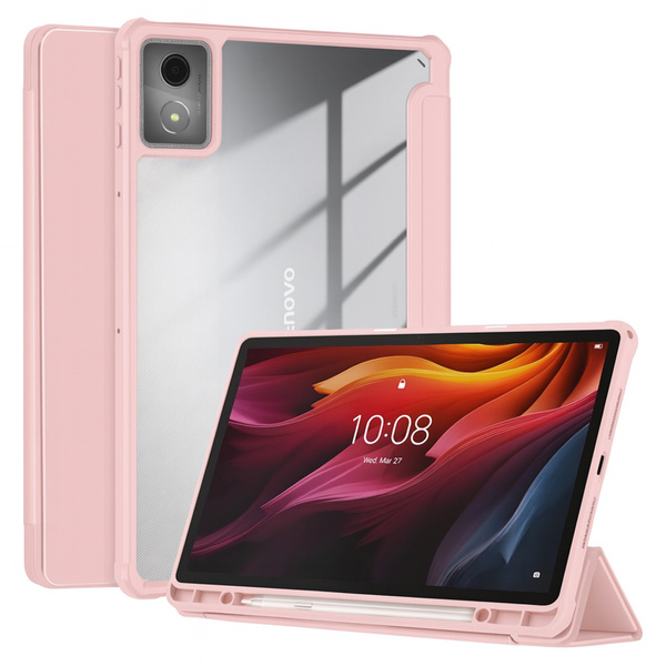 Etui z klapką Clear do Lenovo Tab K11 Plus 11.45 / Lenovo K11 Plus, różowe - ochronne z podstawką