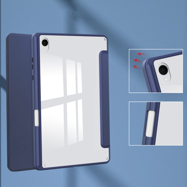 Etui Clear Pencil do Samsung Galaxy Tab S11 11 SM SMX736 z klapką, granatowe - ochronne