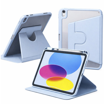 Etui Obrotowe Pencil do iPad 10.9 2022 Gen. 10 / 11 2025 A16 Gen. 11 Wake, niebieskie - ochronne z podstawką