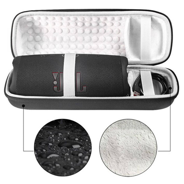 Etui Zestaw + z paskiem do Jbl Charge 5 podróżne karabińczyk / Charge 5, czarne - ochronne z podstawką