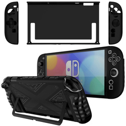 Etui do Nintendo Switch 2 2025 silikonowe Kickstand 3-częściowe, czarne - ochronne z podstawką