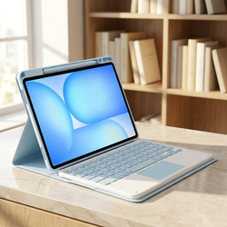 Etui z klawiaturą Bluetooth do Samsung Galaxy Tab S7 / S8 / S9 / S9FE / S10FE / S10 Lite, niebieskie - ochronne