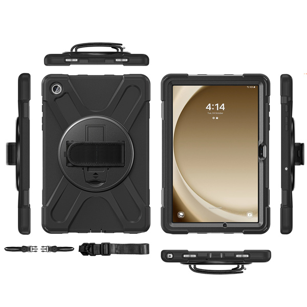 Etui Shockproof do Samsung Galaxy Tab A9 Plus 11 2023 X210 X215 X216, czarne - ochronne z podstawką