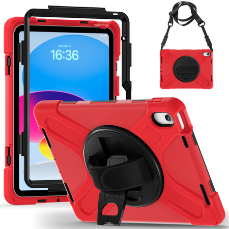 Etui Shockproof z uchwytem do Apple iPad 10.9 2022 / 11 A16 2025 / Apple iPad 10.9 / Apple iPad 11, czerwone - ochronne