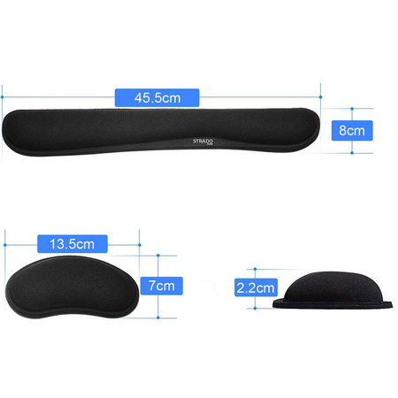 Zestaw ergonomicznych żelowych podkładek Strado - 3 sztuki (Czarny)