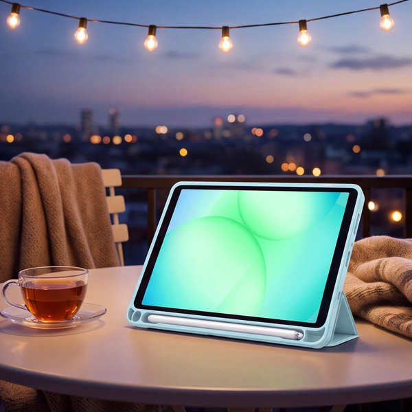 Etui Clear Pencil do Galaxy Tab A11 X135/ X133 A9 SM-X110/ SM-X115, uchwyt na rysik, niebieskie