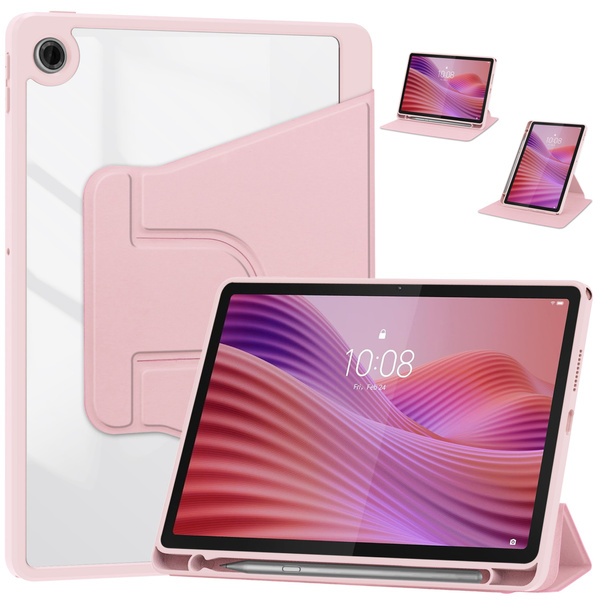 Etui 360 Crystal do Lenovo Tab 10.1 2025, różowe - ochronne z podstawką, dostęp do portów i przycisków