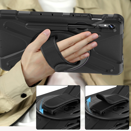 Etui pancerne Shockproof z uchwytem do Samsung Galaxy Tab S9 FE/S9/S10 FE, czarne