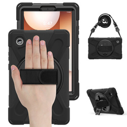 Etui pancerne do Galaxy Tab A11 X135 X133 A9 SM-X110/ SM-X115 ze szkłem - czarne