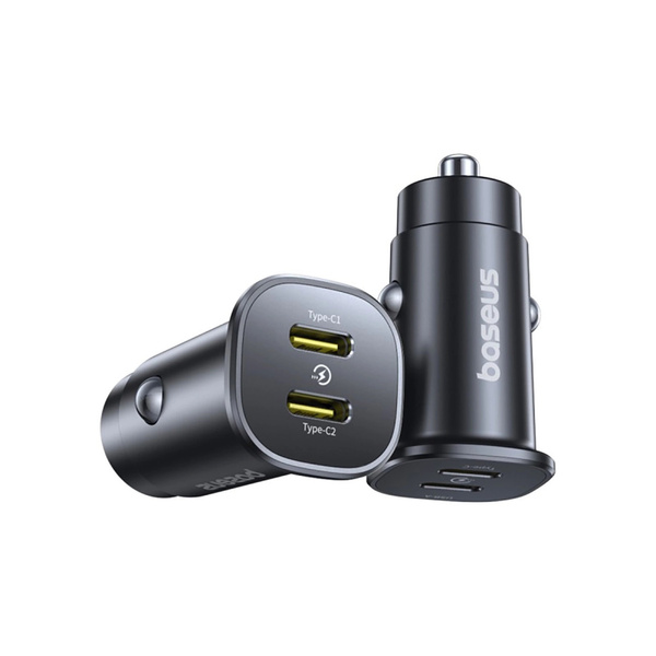 Ładowarka samochodowa do tabletu i telefonu Baseus GoTrip 2 x USB-C 30W, czarna
