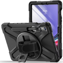 Etui pancerne z uchwytem do Galaxy Tab S10 Lite 10.9/ S10 FE/ S9 FE/ S9/ S8/ S7, ochronne z podstawką, czarne