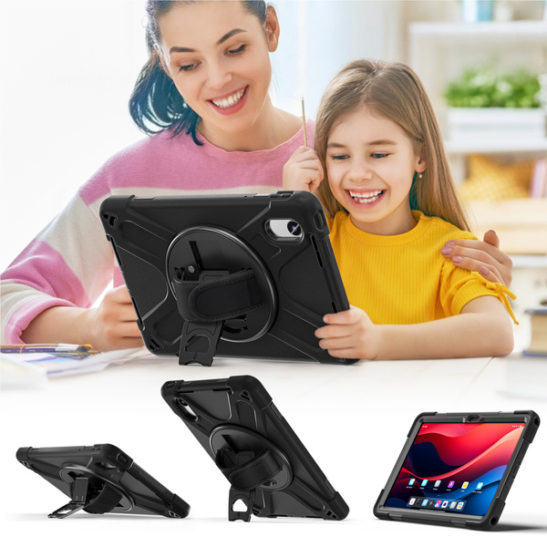 Etui Shockproof z uchwytem do Lenovo Tab M11 10.95, czarne - ochronne z podstawką, dostęp do portów i przycisków