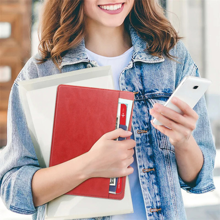 Etui skórzane z kieszeniami do Lenovo Tab M11 TB330FU 10.95" (Czerwone)