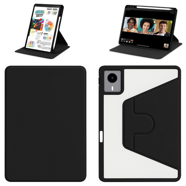 Etui Obrotowe Clear do Lenovo Idea Tab 11 2025, czarne - ochronne z podstawką