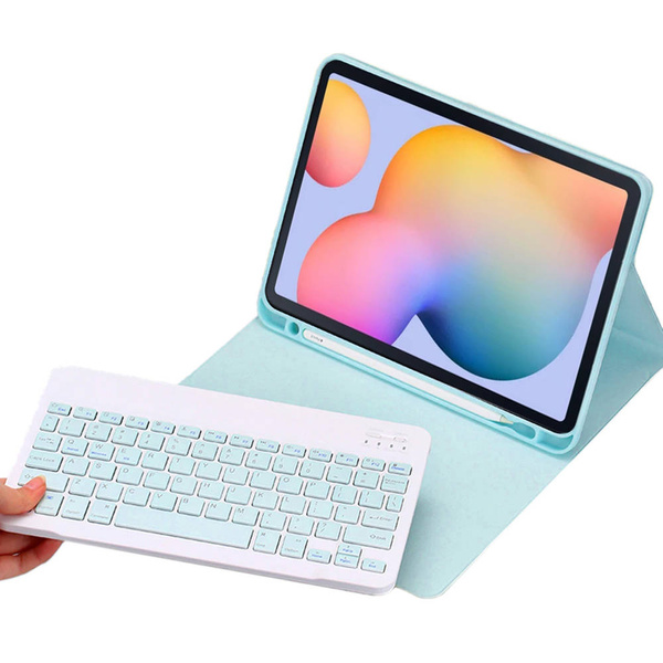 Etui z klawiaturą Bluetooth do Galaxy Tab S6 Lite 10, niebieskie - ochronne z podstawką